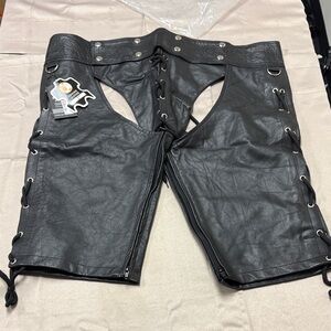 Men's Black Edgy Leather Lace-Up Shorts